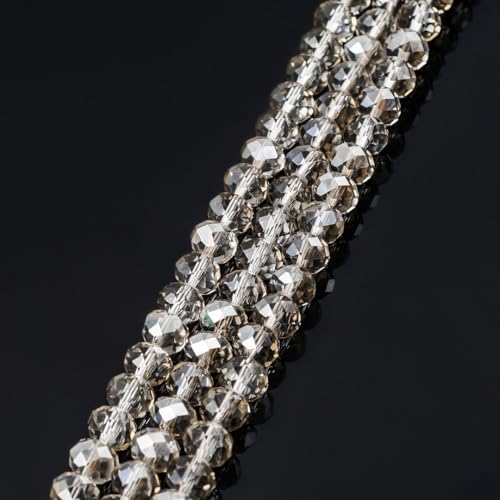 Image of 700pcs Czech Faceted Rondelle Crystal Glass Beads 8mm Bulk Silver Champagne