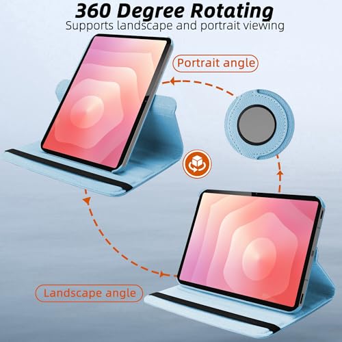 Image of TGK 360 Rotatable Flip Cover for Samsung Galaxy Tab S11 Case 11 inch 2025, Galaxy Tab S10 Lite / S10 FE / S9 FE 10.9 inch / S9 11 Inch 2023 (Sky Blue)