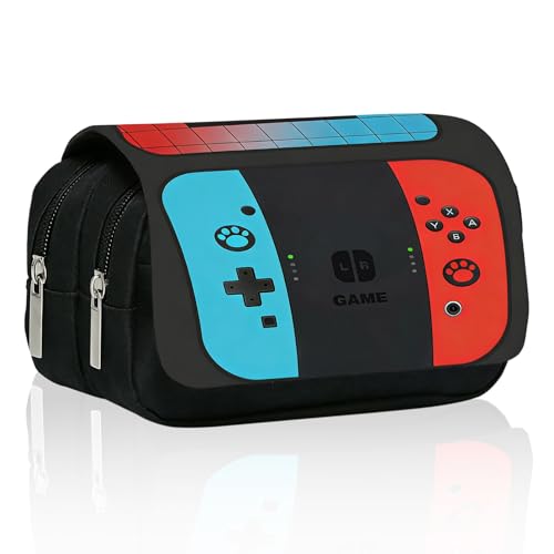 Lvjkes Estojo comando de videojogos, estojo escolar 3 compartimentos de alta capacidade, estojo com lapela e fecho, para crianças, menino, menina, adolescentes, estudantes - A