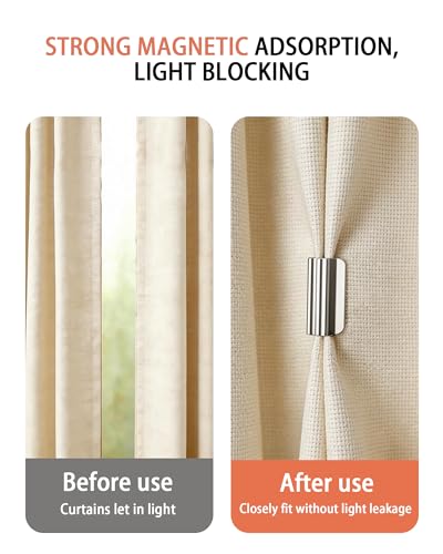 Image of Magnetic Curtain Clips - 6-Pair Curtain Magnets Closure Set for Light-Blocking, Minimalist Curtain Clips - Suitable for Indoor & Outdoor Curtains