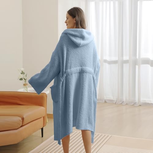 Image of bearberry Plush Hooded Bath Robe Women's Loungewear Sleep Robe Indoor Outfit