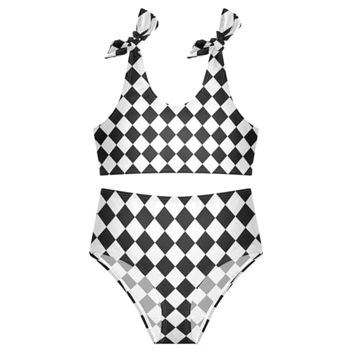 Image of Girls Tankini Swimsuit Bathing Suit Two Piece Bikini Summer Beach Swimwear with Adjustable Strap 3-12 Years Solid Color
