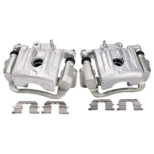 Image of TRQ Rear Driver and Passenger Side Brake Caliper Set Caliper Brackets Hardware Compatible with 14-17 Kia Sorento without Red Painted Calipers, 18 Kia Sorento L, 18 LX, EX