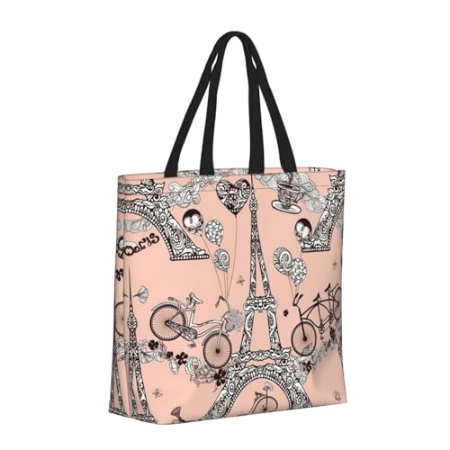 Bicycle Coffee Balloon Print Tote Bag Large Women Casual Shoulder Bag Handbag For Outdoors Holiday Weekender Travel Gifts2