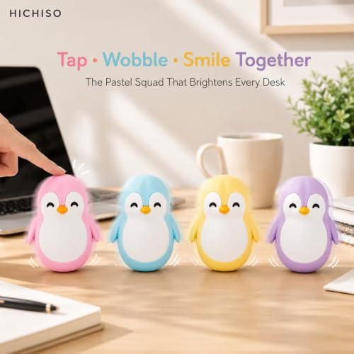 Image of Roly Poly Penguin Wobbler | Cute Self-Righting Penguin Desk Toy | Stress Relief Fidget Toy | Mini Penguin Collectible | Office Desk Decor & Gift (Macaroon Blue, 1 pc)