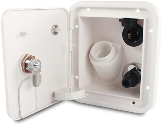 Universal White Gravity Water Hatch/Water Intake Fill Dish Lock Keys RV Hatch Trailer Camper(0100378)