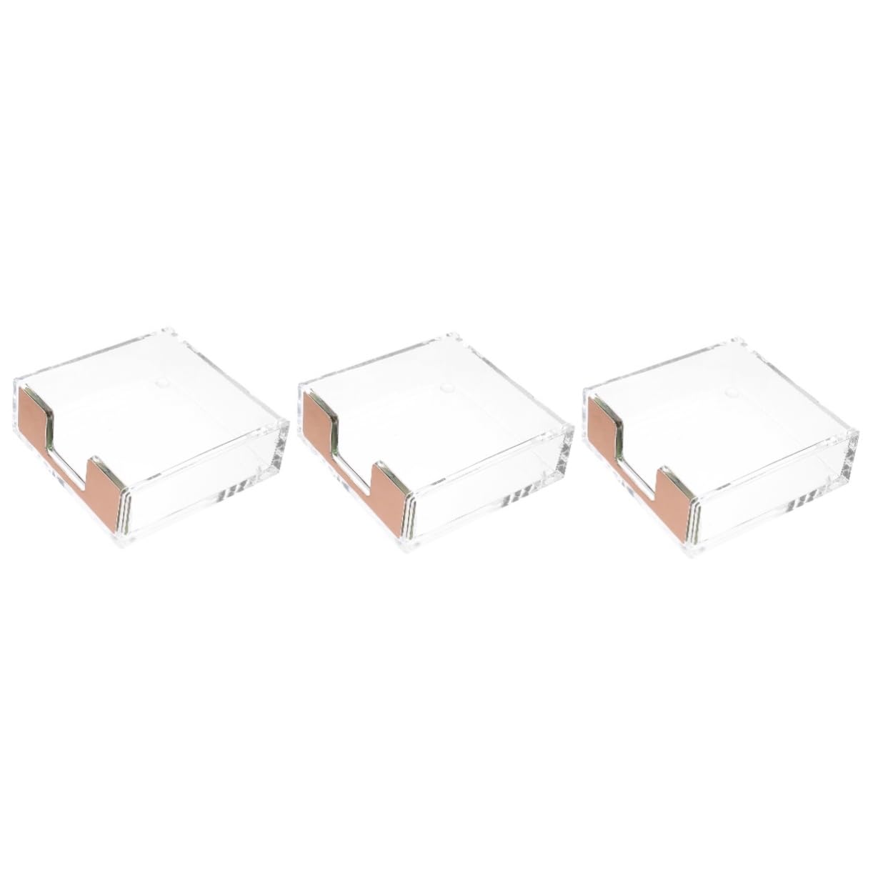 Operitacx 3 Pezzi organiser scrivania organizzatore per scrivania blocco note distributore carta penna chiaro contenitori Titolare del biglietto da visita porta graffette Acrilico Rose Gold
