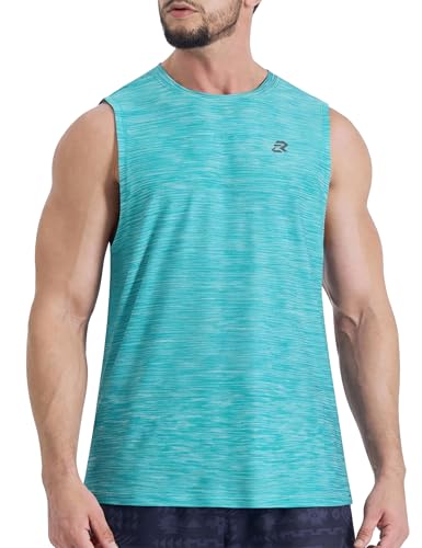 EZRUN Mens UPF 50+ Quick Dry Tank Top Workout Sleeveless Shirt Light Green