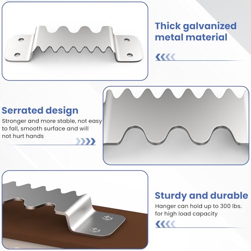 Image of Aifeier ET 6PCS Large Sawtooth Picture Hangers Supports 300 lbs Heavy Duty Picture Hanging Hardware Picture Frame Bracket with Screws, Painting Hanging Accessories for Heavy Decorations(Silver)