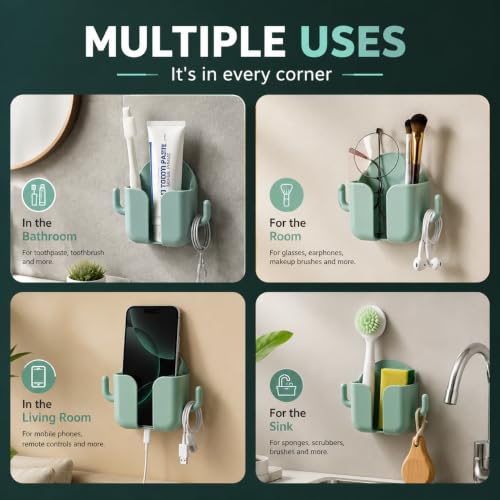 Image of Wall Mounted Mobile Phone Holder | Self Adhesive Phone Stand for Charging | Universal Smartphone Wall Holder | Strong Adhesive | No Drill | Multipurpose Storage Rack (Pack of 4)