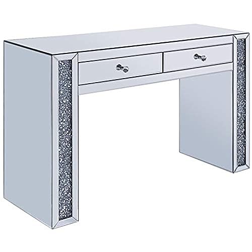Acme Furniture Vanity Desk, Mirrored & Faux Diamonds