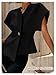 Womens Trendy V Neck Blazer Tops Elegant Dressy Waistcoat Chunky Single Button Cap Sleeve Causal Slim Fit Blouse Black