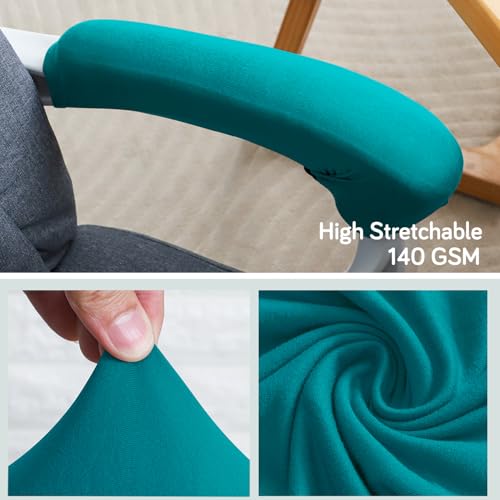 Image of HOKIPO 'SereneSolids' 140 GSM Armrest Covers for Office Chair (Zipper Style), 1 Pair, Teal (AR-5934-TEAL)
