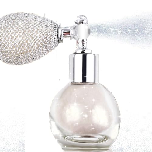 Pearl White Highlighter Spray for Face and Body Long Lasting Sparkle Glitter Powder with High Gloss Shimmer Makeup for Women Festival Party Rave Wedding Stage and Halloween Christmas Crafts