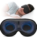 YFONG Weighted Sleep Mask, Women Men 3D Blocking Lights Sleeping Mask (4.2oz/120g), Pressure Relief Night Sleep Eye Mask with Adjustable Strap, Eye Cover Blindfold for Travel Nap Yoga, Black