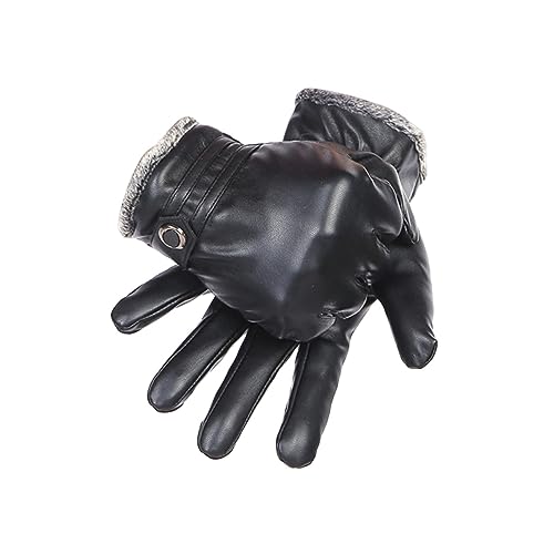 SHERCHPRY 1pair Touchscreen Gloves for Men Women Warm Pu Cycling Gloves for Cold Weather Outdoor Use Black