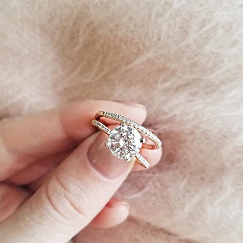 14K Vermeil Gold Moissanite Wedding Band, Wedding Rings For Women, 0.42 Ct D Color Vvs1 Lab Created Diamond Half Eternity Stackable Engagement Ring S925 Sterling Silver Statement Ring… (Moissanite S925 Sterling Silver, 6) #TOP3