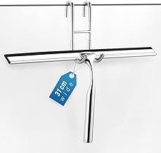 ecooe Stainless Steel Shower Squeegee, Shower Squeegees 31 cm with No-Drill Hook and 2 Replacement Silicone Blades, Rubber Squeegee for Bathroom, Mirror, Tiles