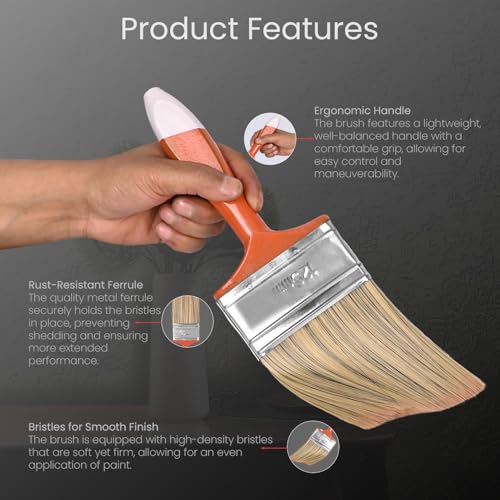 Image of The Decor Co. SINGH IS KING 125mm Paint Brush with Soft Thick Synthetic Bristles and Wooden Handle Water-Based Home Wall Oil Enamel Canvas Painting Brushes for DIY & Professional (Pack of 1, Random Colours)