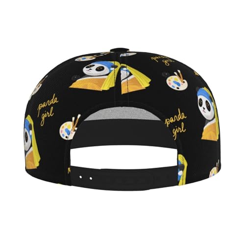 Panda Fashion Flat Brim Baseball Cap â€“ Stylish Unisex Cap with All-Over Print Design â€“ Breathable Lightweight Hat for Daily Wear, Outdoor Activities, and Travel Black4