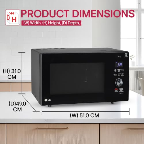 Image of LG 28 L, Convertible Microwave Oven with Air Fry, Charcoal Lighting Heater, Wi-Fi Enabled (MJEN286UFWF, Black, Motorised Rotisserie, 60 Air Fry Recipe, 40 Scan to Cook Recipes & 331 Auto Cook Menu)