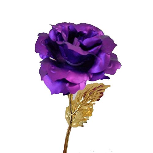 24k Gold Foil Plated Rose-Purple