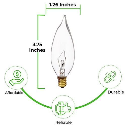 Bulbmaster 60 Watts Flame Tip Decorative Light Bulbs Chandelier Bulbs 60Cfc Clear Flame Shaped Incandescent Candle Light Bulbs, Candelabra E12 Base, 120 Volts, Pack Of 12 #TOP1