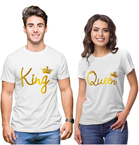 Image of Hangout Hub HH81 Men & Women T shirts |Round Neck T-Shirt| Regular Fit | Half Sleeves | Cotton | Couple Tshirts for Couple |Pack of 2|Couple T-Shirts
