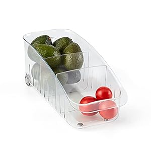 YouCopia RollOut Fridge Drawer 6″, BPA-Free Clear Rolling Refrigerator Organizer Bin with Adjustable Dividers and Handles for Produce, Food, Meal and Snack Storage
