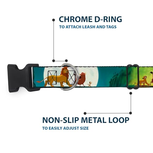 Buckle-Down Plastic Clip Collar - Lion King Simba, Pumba & Timon Growing Up - 1' Wide - Fits 9-15' Neck - Small
