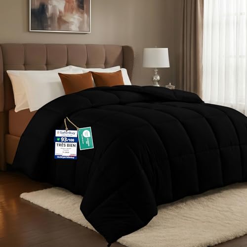 Utopia Bedding Couette 220 x 260 cm, Couette légère avec Rembourrage en Polyester pour 4 Saisons, Microfibre Housse de 2 Personnes (Noir)