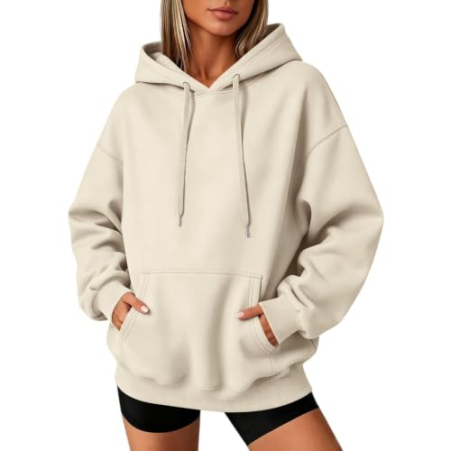 Womens Hoodies Pullover Fleece Cozy Drop Shoulder Oversized Sweatshirt - image 2