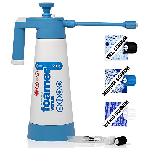 Kwazar Venus Super Foamer Cleaning Pro+ Viton 2L Box incluida Mini Lanze 18 cm y 3 boquillas, Drucfksprüher Schaumdüsen para colocar de Reinigungsschaum, 2 litros