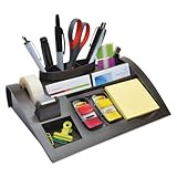 Notes Dispenser w/Weighted Base, Plastic, 11-7/8 x 2-1/2 x 7-3/4, GY