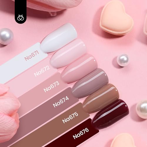 Image of Beetles Fall Gel Polish Set - 6 Colors Hema-Free Neutral Nude Pink Brown Gel Polish Kit, Same Color Bottle Gel Soak Off UV LED Nail Gel for Manicure at Home or Salon