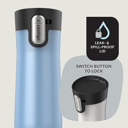 Image of Contigo AUTOSEAL West Loop Vacuum-Insulated Stainless Steel Travel Mug with Easy-Clean Lid 20 oz 2-Pack Salted Frosted Pearl; Glacier Frosted Pearl