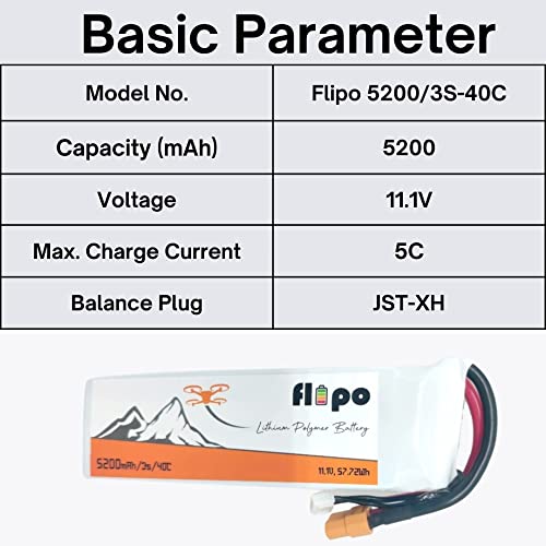 Image of Flipo 5200mAh 3S 40C /80C (11.1V) Lithium Polymer Battery Pack LIPO