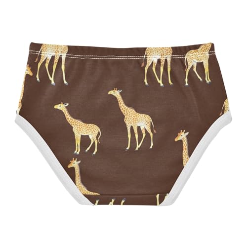 Giraffes Dark Brown Underwear Girls, Toddler Girl Panties, Girls Cotton Underwear, 2–8 Years2