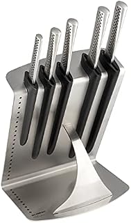 Global UKON 6-Piece Professional Kitchen Knife Set, CROMOVA 18 Stainless Steel  Contains 5 Kitchen Knives & 1 Knife Block