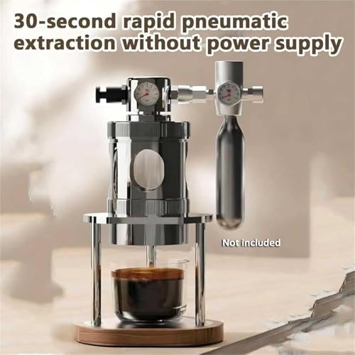 THYXGS 80 Ml Pneumatische Espressomaschine, 51/58 Mm, Manuelle Luftdruck-Espressomaschine, 16 Bar Schnelle Extraktion, Mit Manometer Und Holzsockel, Für Zuhause Und Camping 4 THYXGS 80 Ml Pneumatische Espressomaschine, 51/58 Mm, Manuelle Luftdruck-Espressomaschine, 16 Bar Schnelle Extraktion, Mit Manometer Und Holzsockel, Für Zuhause Und Camping