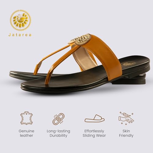 Image of JATAREA Slip-On Flat Toe Post T-Strap Sandals for Women