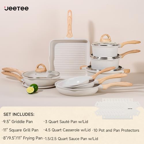 Image of JEETEE 23pcs Pots and Pans Set Non Stick, White Cookware Sets for Kitchen