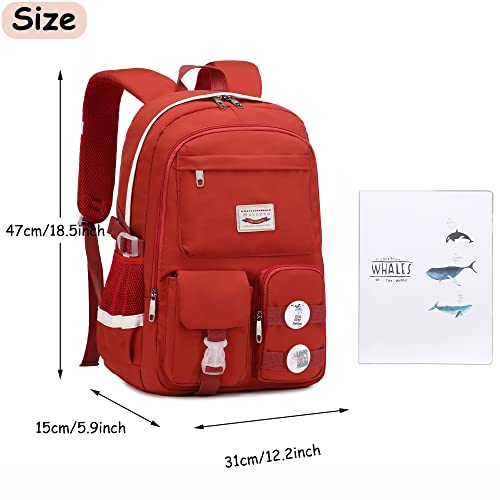 Sac à dos antivol pour adolescente étudiante avec grand compartiment PC rouge - 6