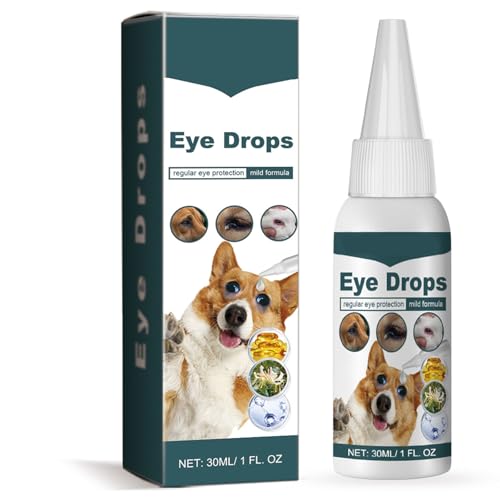 Rakiuty Gotas para los Ojos para Mascotas, Cuidado De Ojos para Mascotas, Removedor De Manchas De Lágrimas para Perros y Gato, Pet Gotas Oculares para Gatos Y Perros, 30 ml