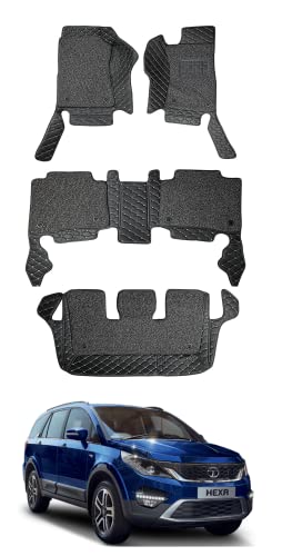Image of Auto Hub Premium 7D Car mats for Tata Hexa -Black Leatherite 7D Car Floor Mat