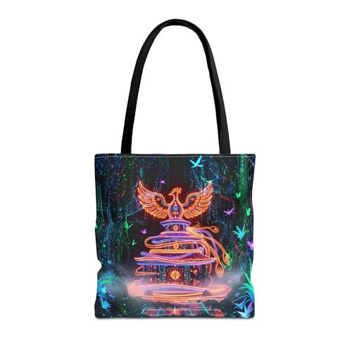 Premium Neon Phoenix Shrine Tote Bag with Reinforced Stitching for Adults 13 or 16in