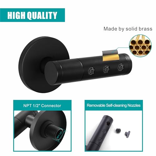 SKOWLL Shower Body Jets High Pressure Shower Heads Massage Jet Wall Mount Sprayer, 360° Rotation Full Body Shower, Powerful Jets, Matte Black