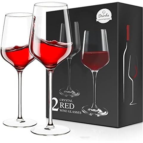 Maxboro - Juego de 2 copas de vino tinto sopladas a mano sin plomo Cover
