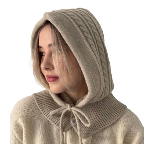 LUNASLEEK Knit Balaclava Scarf for Women (Oatmeal)