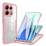 LXHGrowH Coque pour Xiaomi Poco X6 Pro 5G, Housse Anti Rayures avec Protection d'écran Intégré, 2in1 Hybride Double Couche [360°] Full Body Anti Choc Protecteur Mince Etui, [Transparente+Rose]